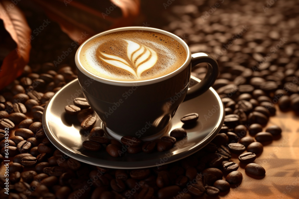 cup of coffee with beans-Traditional Kopi cup of coffee with beans-Traditional Kopi