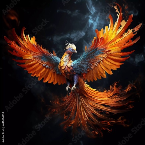 phoneix bird flying colorful feathers © Kingof