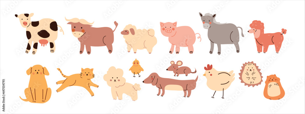 Set of cute animals vector illustration. Cute animals vector illustration. Vector Illustration