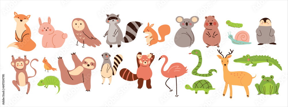 Set of cute animals illustration. Set of cute animals illustration.
