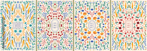 Beautiful banner templates set with doodles floral with roses, leaves, floral bouquets, flower compositions. Notebook covers, floral invitation cards for your design