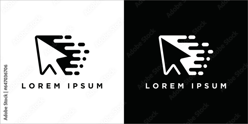 Elegant Pixel Arrow logo template, Fast Cursor logo concept, cursor logo with speed