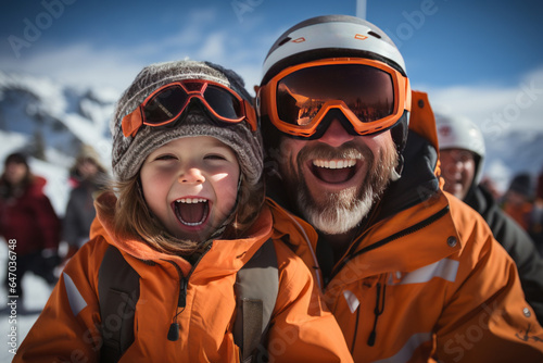 Family Of Skiers Enjoying A Fun Day On, Generative AI