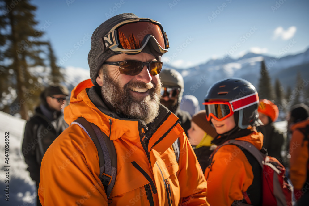 Ski Instructor Guiding A Group, Generative AI Ski Instructor Guiding A Group, Generative AI