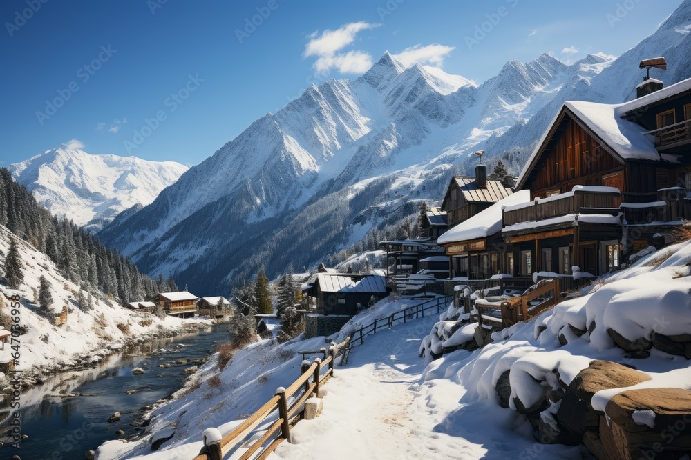 Ski Resort Village Bustling With Active, Generative AI.