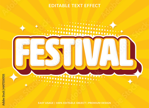 festival text effect template design with 3d style use for business brand and logo