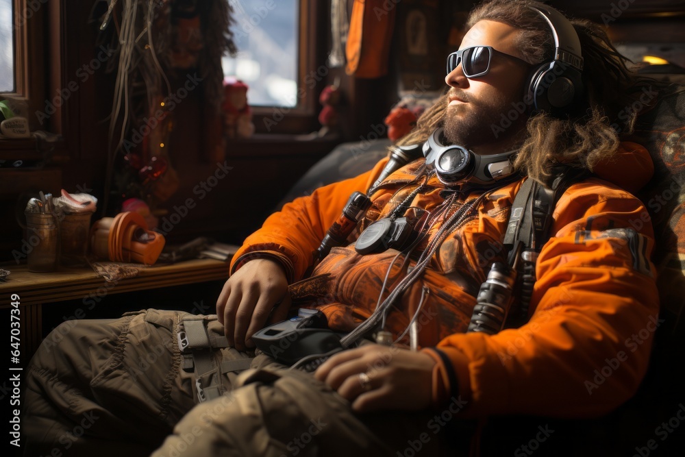 Skier Taking A Refreshing Break, Generative AI Skier Taking A Refreshing Break, Generative AI