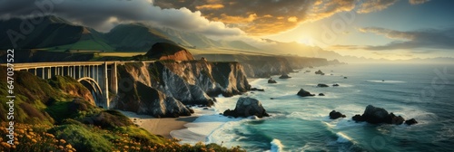 Panoramic View of California Coast at Big Sur