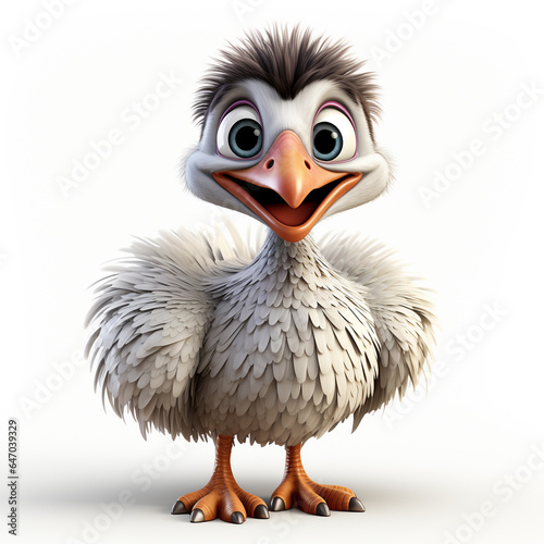 3d cartoon cute ostrich