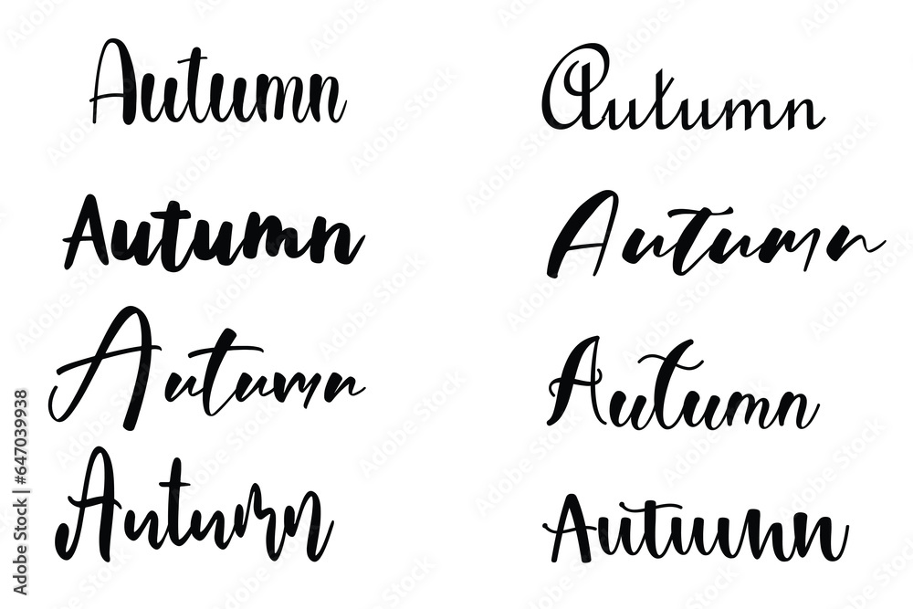 set of design elements. Autumn text. Isolated Autumn text on the white background. Vector eps 10. set of design elements. Autumn text. Isolated Autumn text on the white background. Vector eps 10.