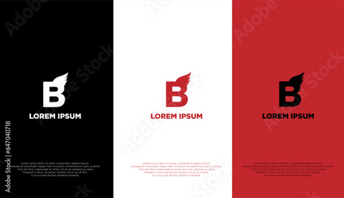 The simple elegant logo of letter B with wing and three different colour