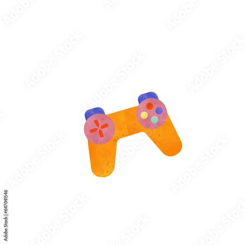 Retro item character. Yellow game consol sticker.