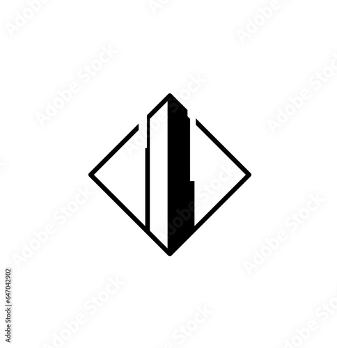 Free Download Commercial real estate development logo. Commercial building in a box. 3 line logo. High angle view. - GFXLoad