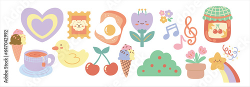 Set of cute doodle vector illustration.