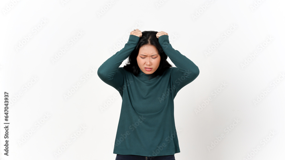 Feeling Headache Gesture Of Beautiful Asian Woman Isolated On White Background