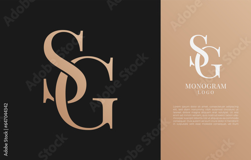 minimalist SG initial letter vintage brand and logo