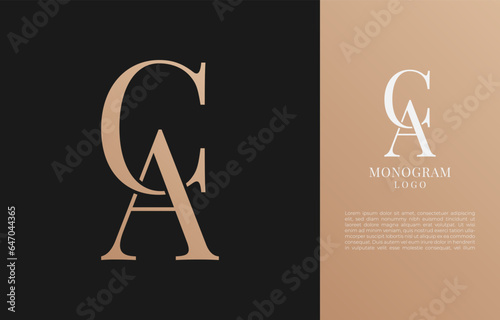 minimalist CA or AC initial letter vintage brand and logo