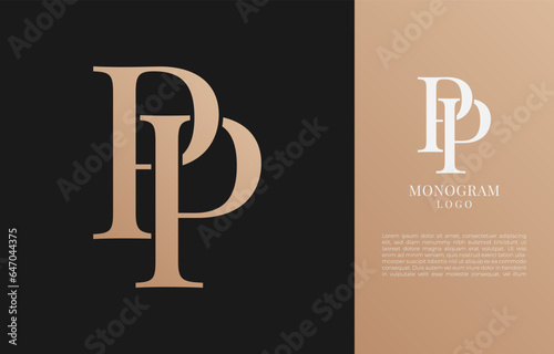 minimalist PP initial letter vintage brand and logo