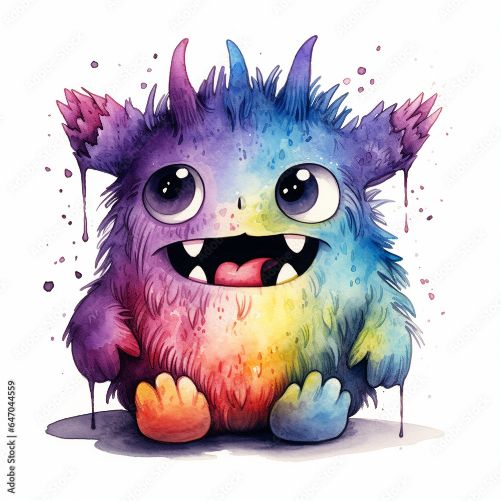 A Thoughtful Watercolor Monster Reflects on the Meaning of Life
