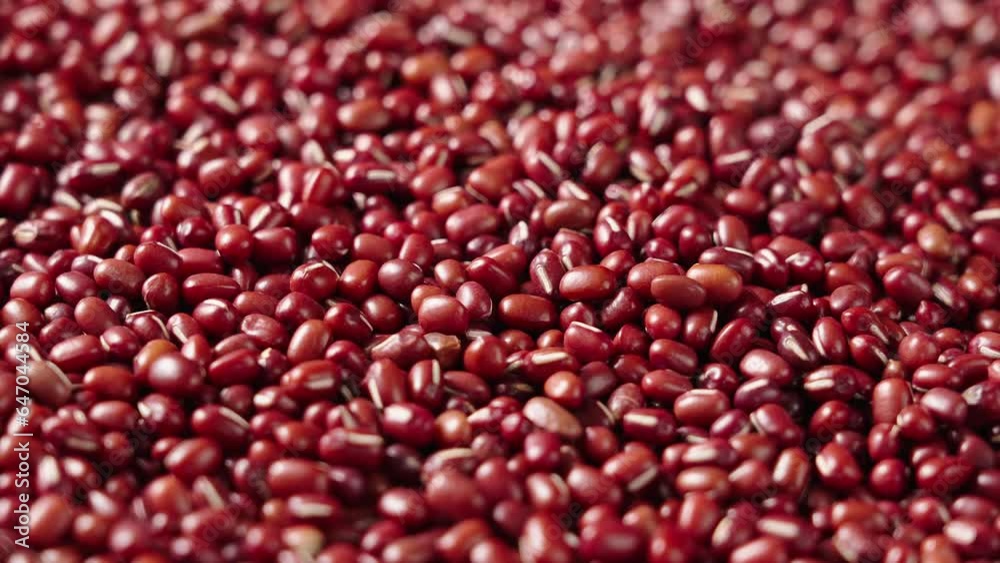Closeup grain red beans or azuki beans rotating. Closeup grain red beans or azuki beans rotating.