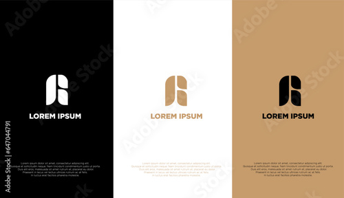 A simple elegant logo of letter R with three different colour