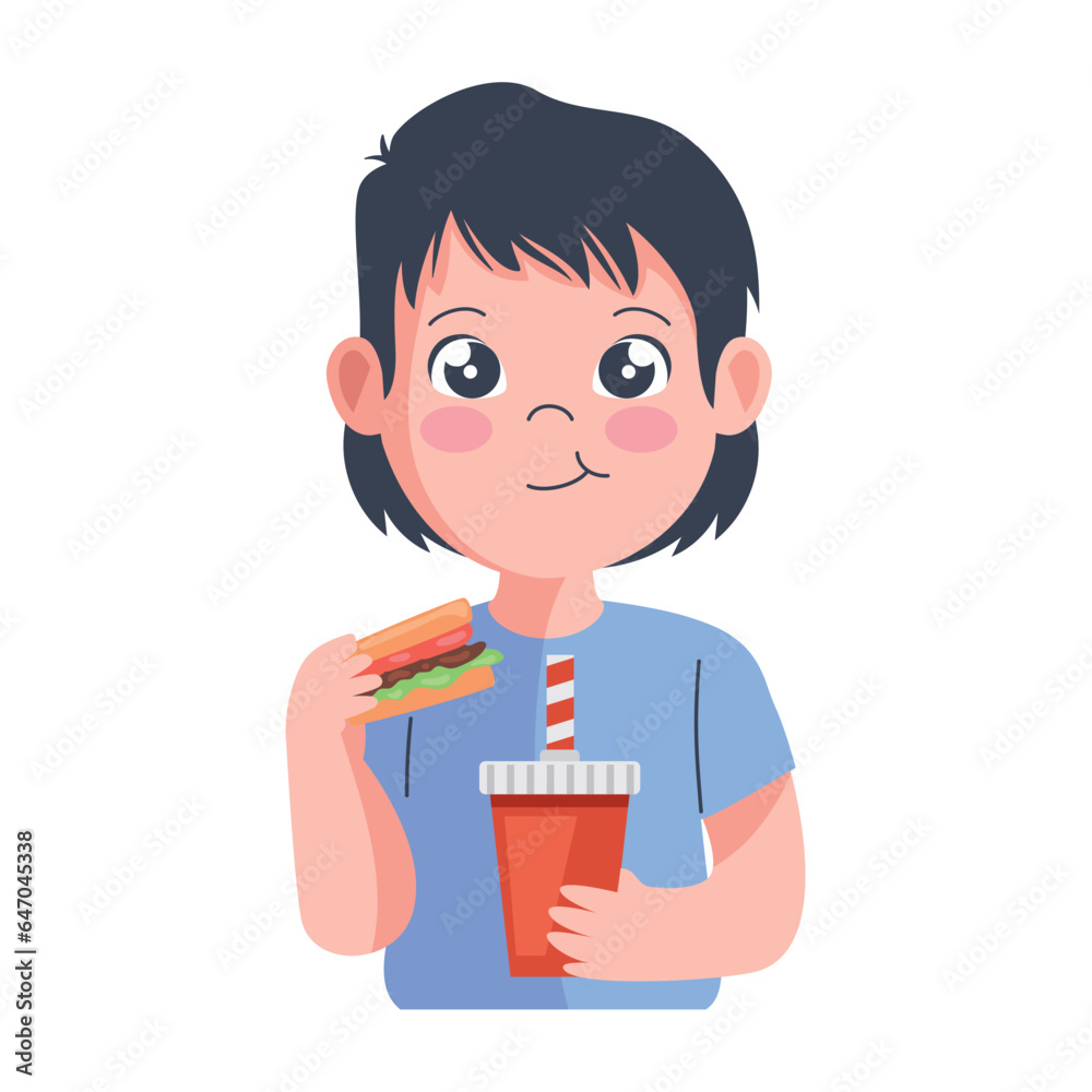 kid eating a burger