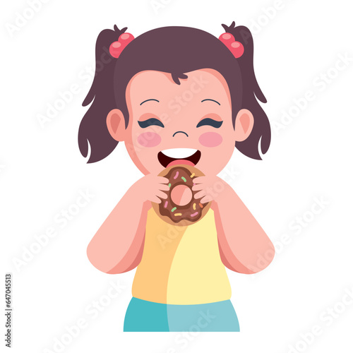 kid eating sweet donut