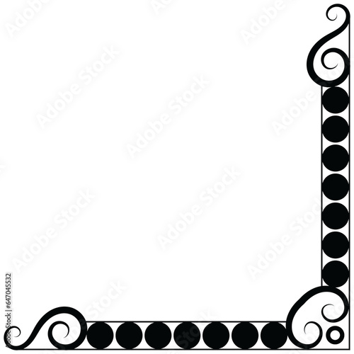Thin line vintage corner. Medieval period of the Victorian dynasty. Fancy black monogram frame design element abstract icon collection Flower simple symbol
