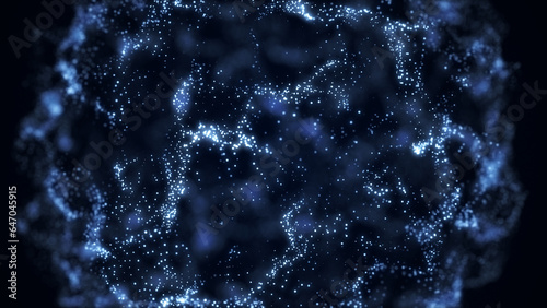 青のキラキラ、星のパーティクル背景素材。銀河、宇宙。ループ
