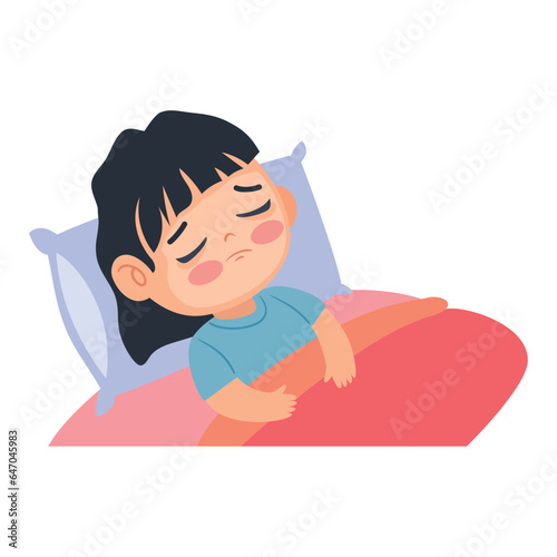 kid sick in a bed