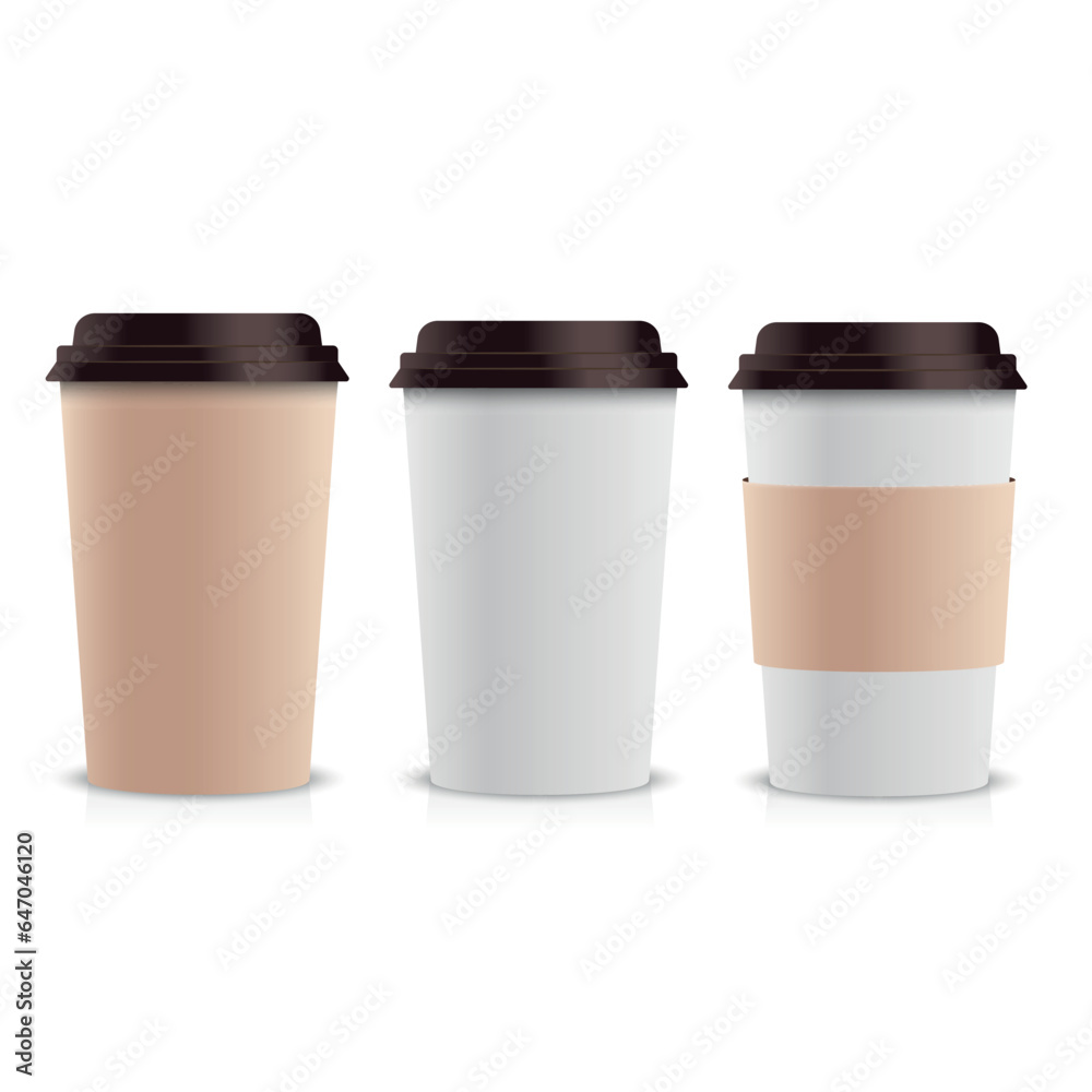 Set of paper Coffee Cups on white background. Vector Set of paper Coffee Cups on white background. Vector
