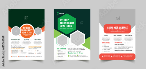 Charity flyer template with kids' book donation brochure cover design