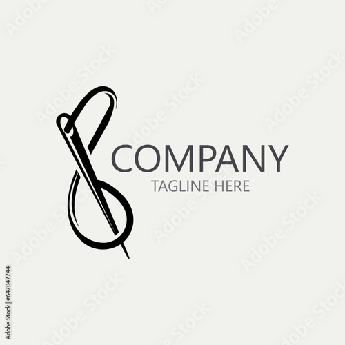 Needle and thread Sewing logo outline combination Line flat design template Simple icons. Concept taylor illustration
