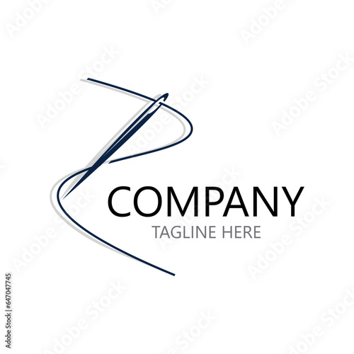 Needle and thread Sewing logo outline combination Line flat design template Simple icons. Concept taylor illustration
