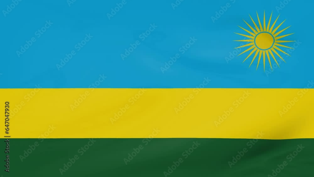 Rwanda flag waving animated background