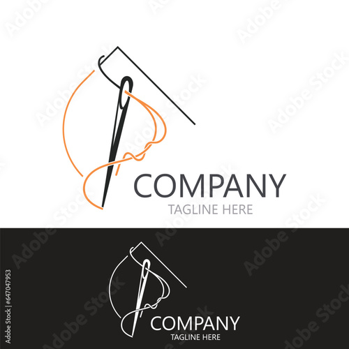 Needle and thread Sewing logo outline combination Line flat design template Simple icons. Concept taylor illustration