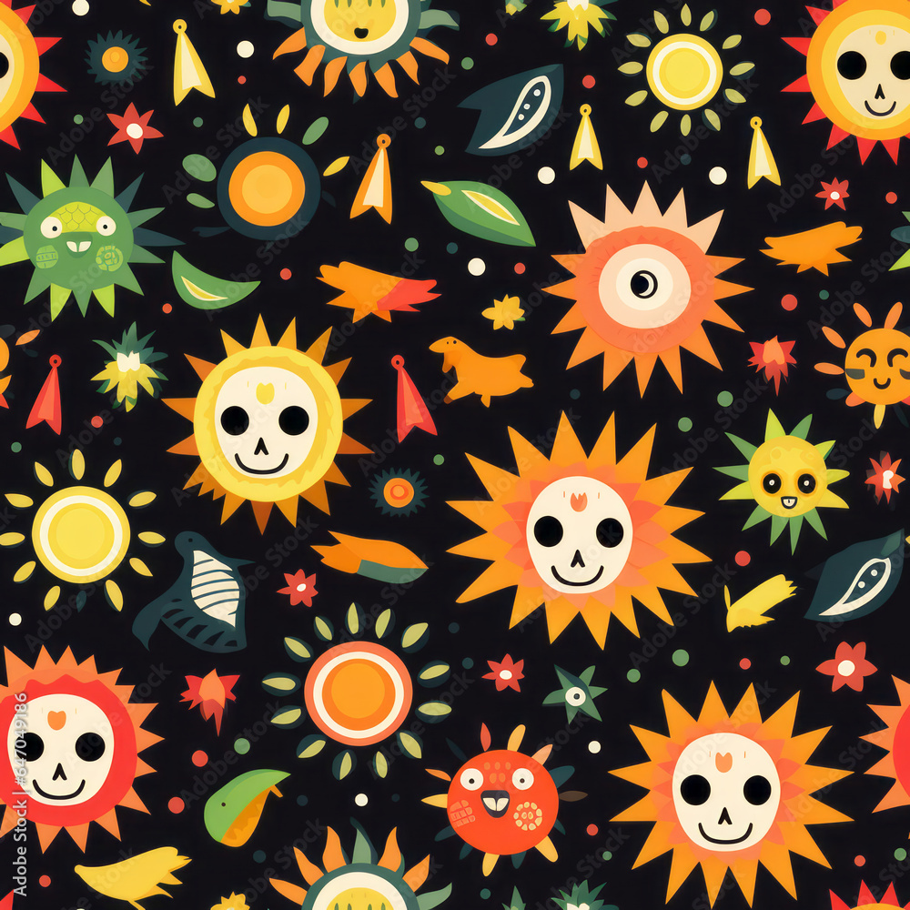 Day of the Dead, Dia De Muertos, Halloween Seamless Patterns Day of the Dead, Dia De Muertos, Halloween Seamless Patterns