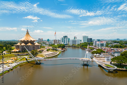 scenery of the waterfront of Sarawak river in Kuching, Sarawak, east Malaysia