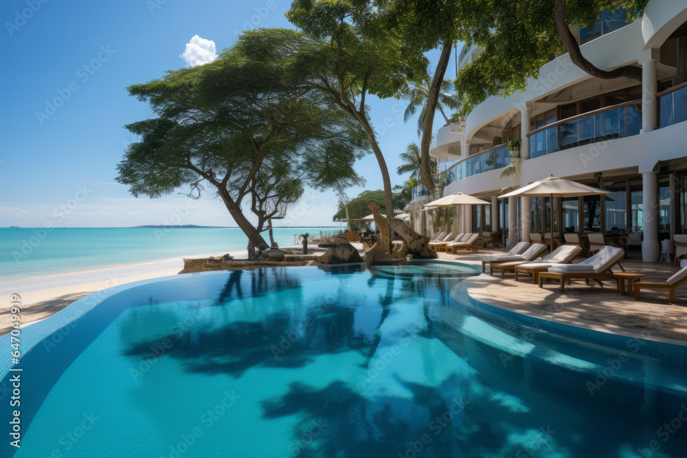 Obraz premium Luxurious Beachfront Resort, Generative AI