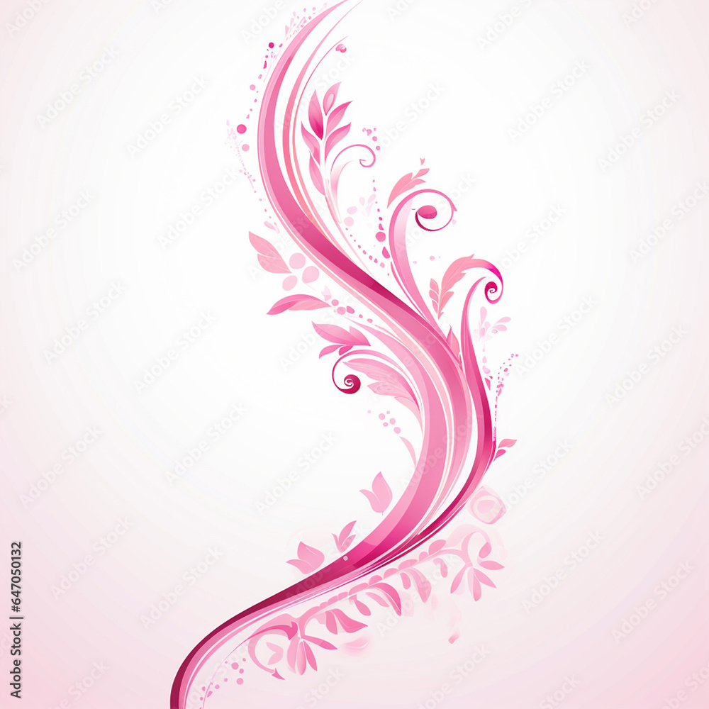 Single pink ribbon on white