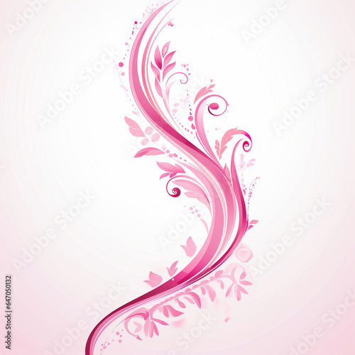 Single pink ribbon on white