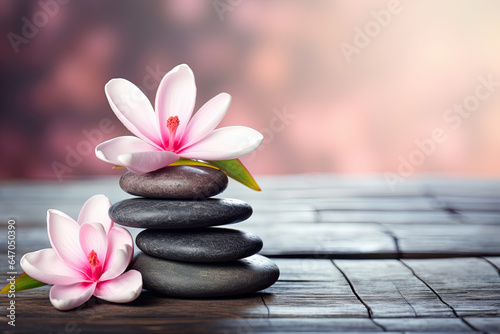 spa stones and flower, spa banner 