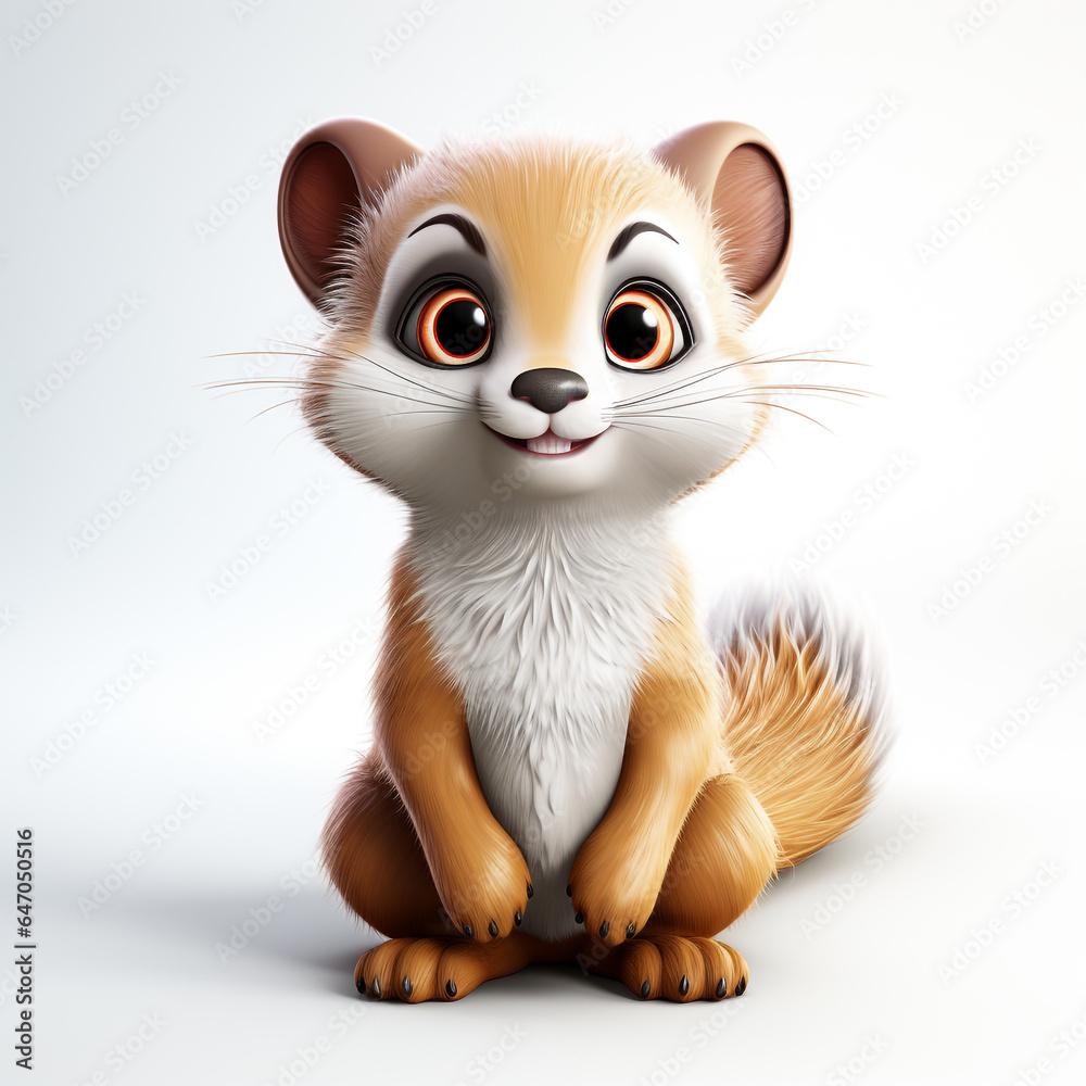 3d cartoon cute ferret