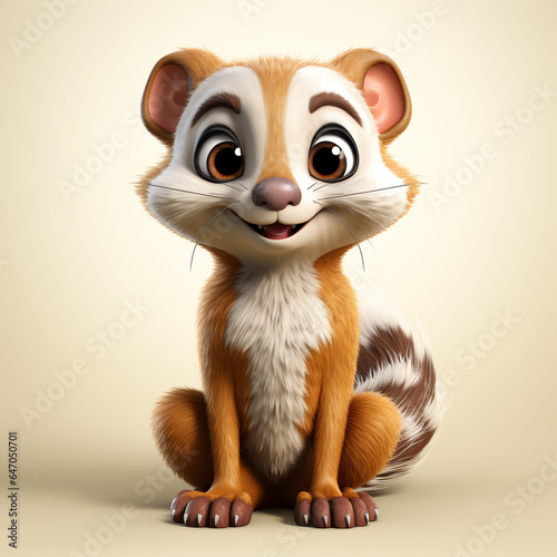 3d cartoon cute ferret