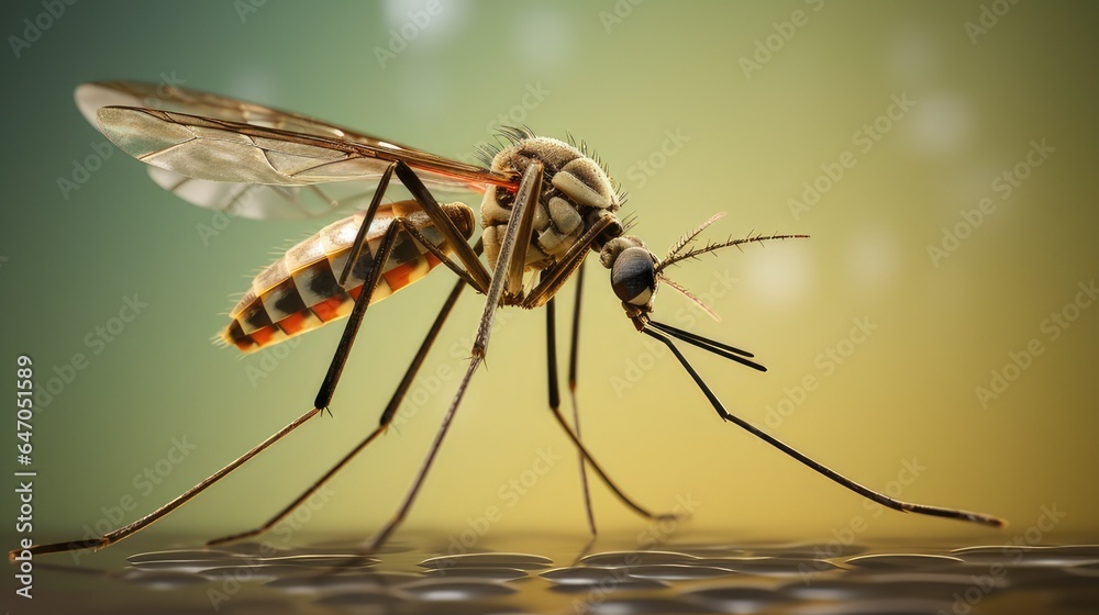 Close-up of a mosquito. generative AI Close-up of a mosquito. generative AI