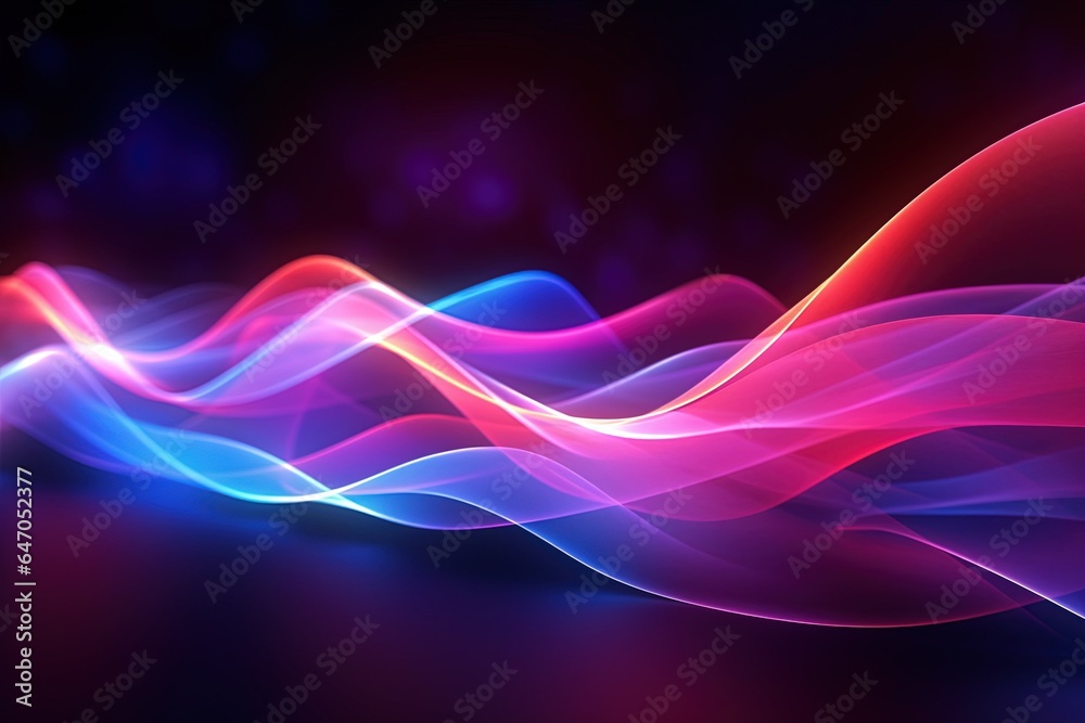 Fototapeta premium abstract futuristic background with pink blue glowing neon moving high speed wave lines and bokeh lights. Data transfer concept Fantastic wallpaper