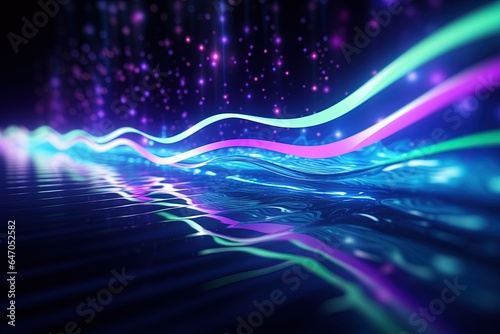 abstract futuristic background with pink blue glowing neon moving high speed wave lines and bokeh lights. Data transfer concept Fantastic wallpaper