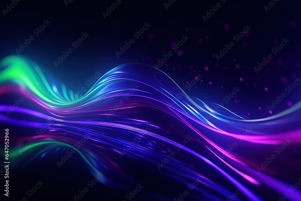 Naklejka premium abstract futuristic background with pink blue glowing neon moving high speed wave lines and bokeh lights. Data transfer concept Fantastic wallpaper