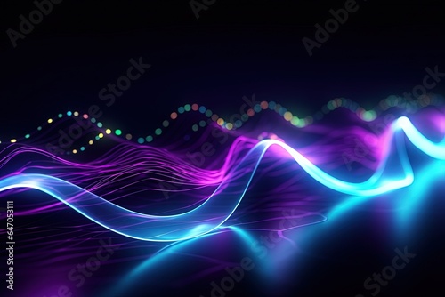 abstract futuristic background with pink blue glowing neon moving high speed wave lines and bokeh lights. Data transfer concept Fantastic wallpaper