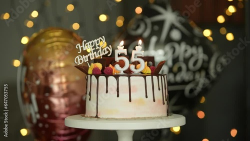 55th Birthday Cake with decoration photo